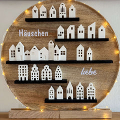 Haeuschenregal mit Silikonformen Petit Heauschen minihaeuschen