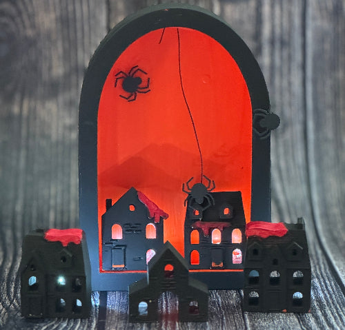 Winterrauber als Halloween Häuser gegossen mit Gießpulver