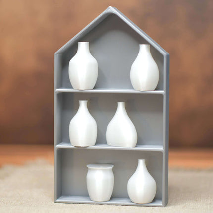 Minivasen Set  weiß im Häuschenregal