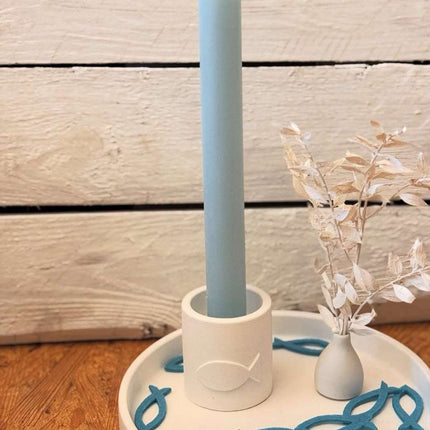 Kerzenhalter mit Fisch für Stabkerze und Teelicht