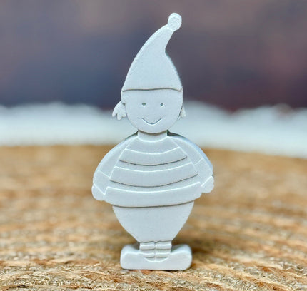 Silikonform Wichteljunge Erik mit gestreiftem Pulli, Weihnachtsfigur