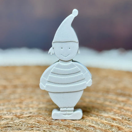 Silikonform Wichteljunge Erik mit gestreiftem Pulli, Weihnachtsfigur