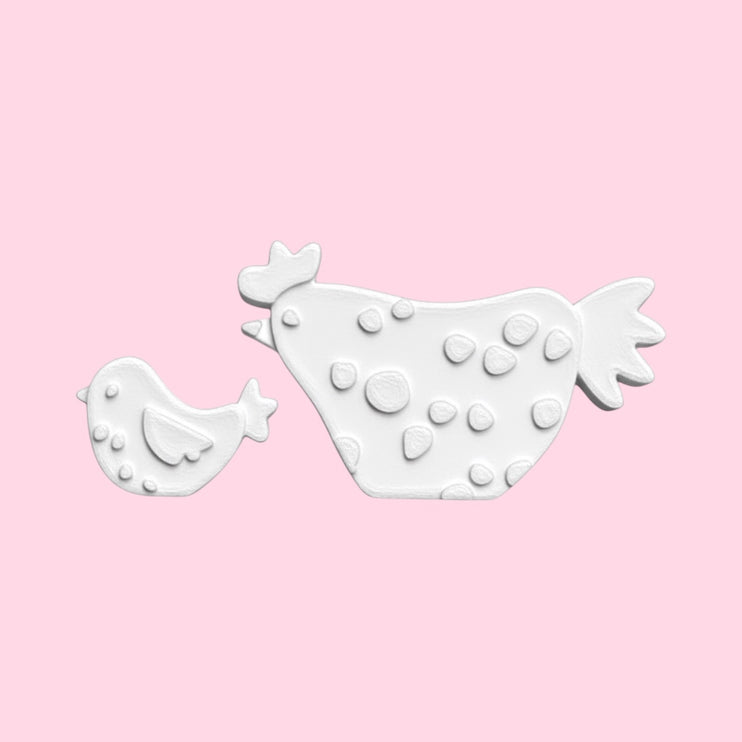 Henne Pompom und Küken Funky - Gießform aus Silikon