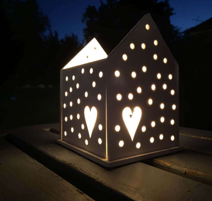 Silikonform Lichthaus mit Herz groß beleuchtet